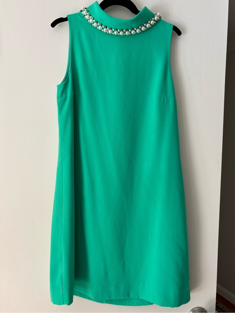 Lilly Pulitzer Pearl-Embellished Emerald Green Sleeveless Shift Dress size 8